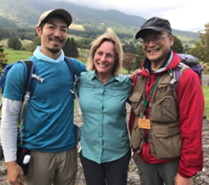 Melanie with forest therapy guides in the Japanese Alps