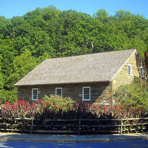 Peirce Mill in Rock Creek Park, Washington, D.C. The building is listed on the National Register of Historic Places.